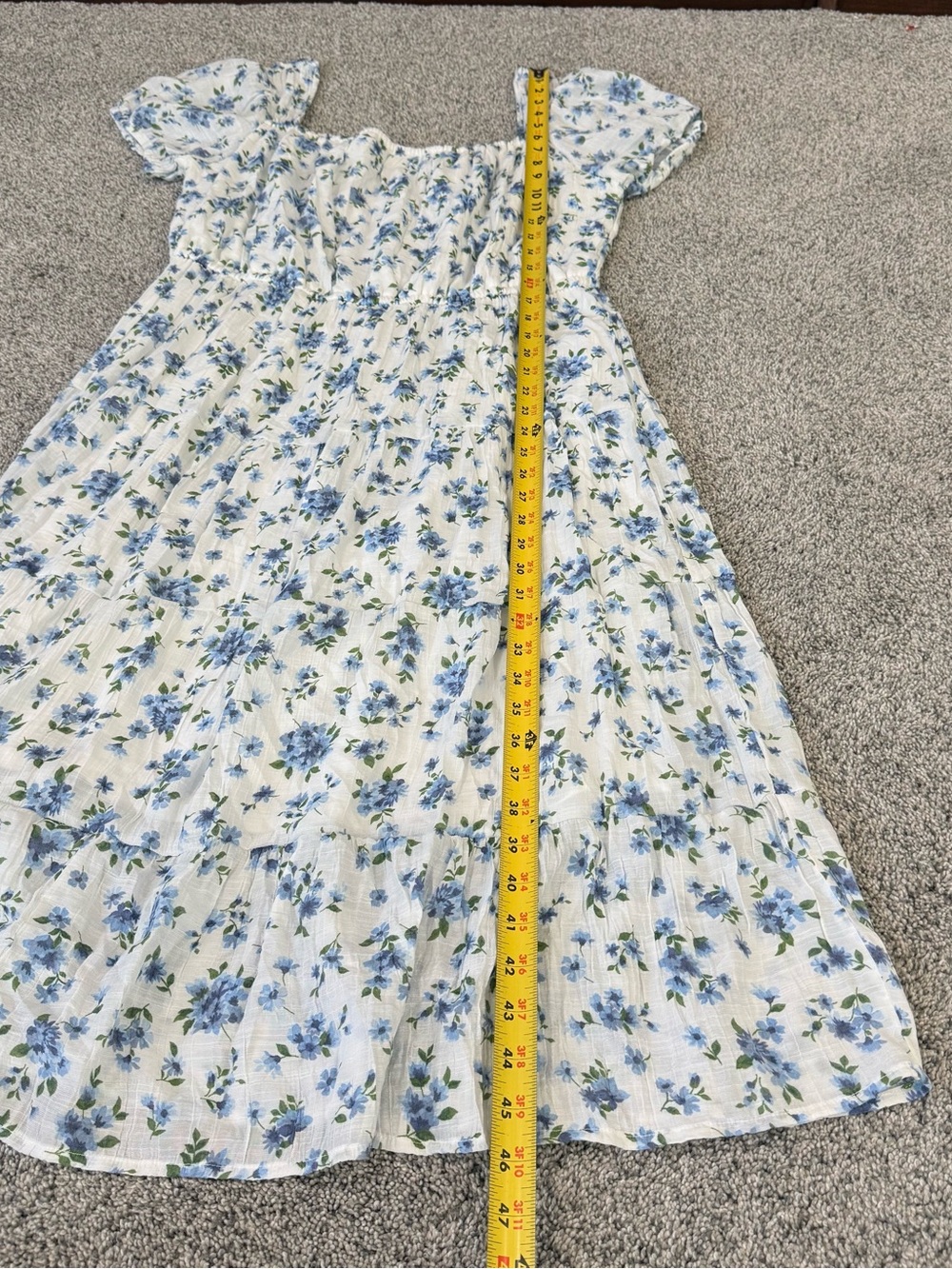 Indigo Rose White Blue Floral Tiered Puff Sleeve Midi Romantic Dress Women’s 1X - Picture 5 of 12